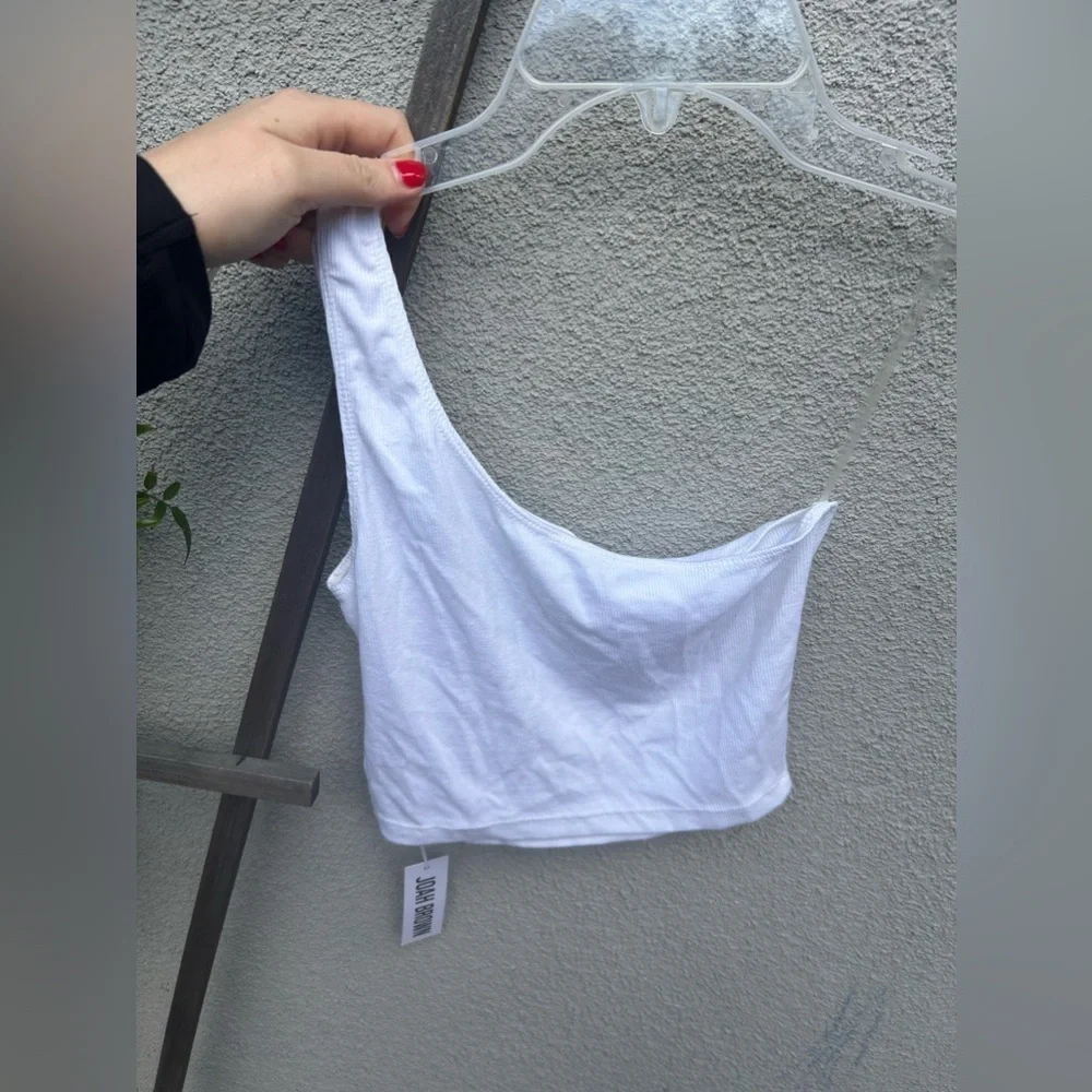 Joah Brown Single Strap Crop Tank in White NWT ! - Picture 6 of 7